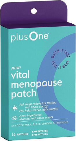رقعة بلس وان الحيوية لانقطاع الطمث صباحًا ومساءً - فلاش ساخن ودعم العرق الليلي - يعزز الطاقة والنوم - رقعات عشبية يومية - 16 قيراط in Kuwait
