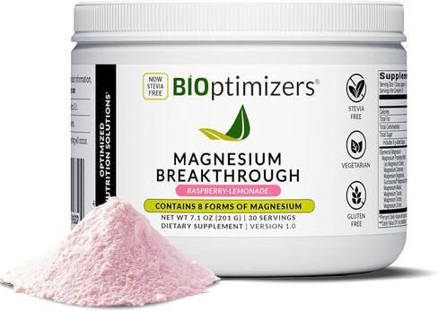 مشروب اختراق المغنيسيوم من BIOptimizers - 8 أشكال من المغنيسيوم، والكهارل، وصحة النوم، والإجهاد، وتعافي العضلات، ودعم القلب | جليسينات، سيترات، مالات، توت العليق والليمون in Kuwait