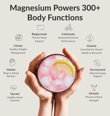 مشروب اختراق المغنيسيوم من BIOptimizers - 8 أشكال من المغنيسيوم، والكهارل، وصحة النوم، والإجهاد، وتعافي العضلات، ودعم القلب | جليسينات، سيترات، مالات، توت العليق والليمون in Kuwait