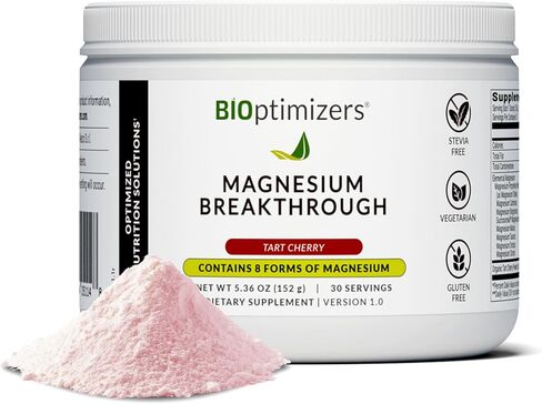 مشروب اختراق المغنيسيوم من BIOptimizers - 8 أشكال من المغنيسيوم، والكهارل، وصحة النوم، والإجهاد، وتعافي العضلات، ودعم القلب | جليسينات، سيترات، مالات، توت العليق والليمون in Kuwait