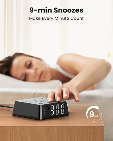 محطة شحن منبه رقمي مع شاشة LED، شاشة 5.3 بوصة، 4 منافذ USB و3 منافذ تيار متردد، واقي من زيادة التيار بقوة 1700 جول، شاشة قابلة لتعديل الضوء بأربعة مستويات، منبه مزدوج، قيلولة بعد الظهر، شريط طاقة منضدة in Kuwait