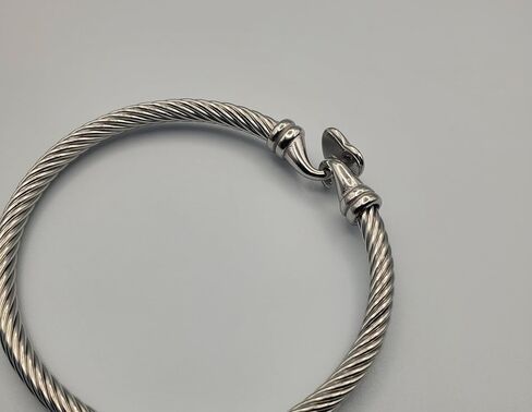 Twisted Cable Bracelet with Hook Clasp, Gold and Silver Tone, 7.5 inch in Saudi Arabia