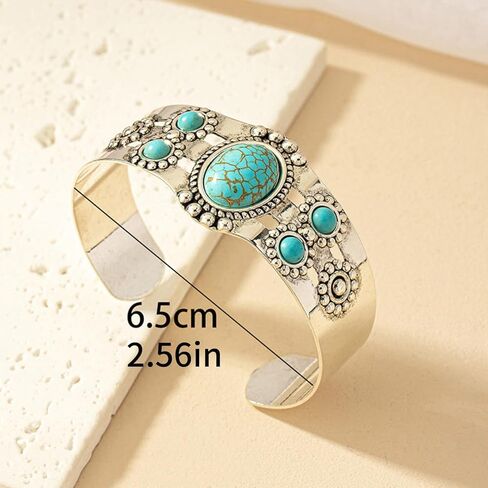 Turquoise Gold Cuff Bracelets for Women Western Style Boho Summer Jewelry Gift 2025 fall fashion jewelry womens fashion in Saudi Arabia
