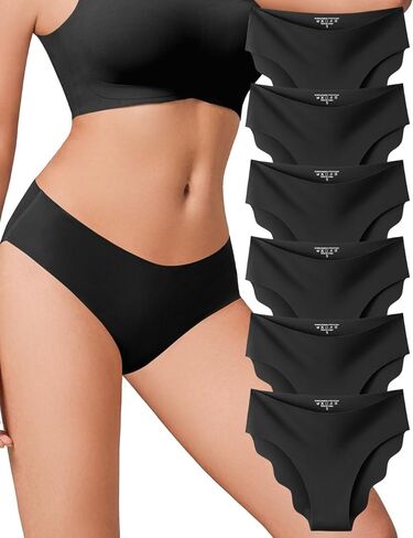 Seamless Low-Rise Underwear for Women Invisible Briefs No Show Bikini Panties Wave Edge Hipster Stretch Fit 6Pack in Saudi Arabia