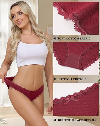 Seamless Cotton Bikini Panties No Roll Waist Women's Underwear Lace Trim Cheeky Hi-Cut Invisible Under Jeans in Saudi Arabia