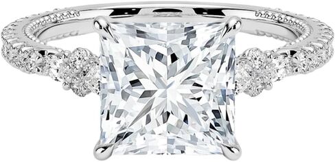 خاتم خطوبة زفاف من الذهب 1,2,3 قيراط معتمد من Princess Lab Grown Diamond (VS1 & VVS2) 10K 14K 18K للنساء خاتم مويسايتي مستوحى من الطبيعة هدية عيد الميلاد in Kuwait
