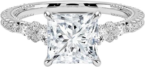 خاتم خطوبة زفاف من الذهب 1,2,3 قيراط معتمد من Princess Lab Grown Diamond (VS1 & VVS2) 10K 14K 18K للنساء خاتم مويسايتي مستوحى من الطبيعة هدية عيد الميلاد in Kuwait