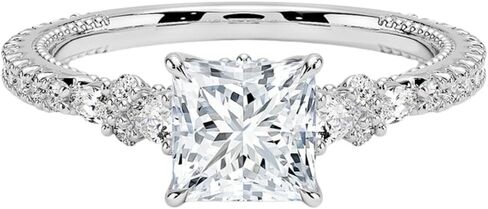 Certified 1,2,3 Carat Princess Lab Grown Diamond (VS1 & VVS2) 10K 14K 18K Gold Wedding Engagement Ring For Womens Nature Inspired Moissaite Ring Christmas Gift in Saudi Arabia