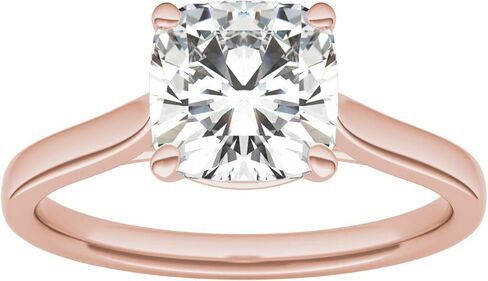 Charles & Colvard Created Moissanite 7.5mm Cushion Cut Solitaire Engagement Ring for Women | 2 cttw DEW | Lab Grown | Solid 14K Rose Gold in Saudi Arabia