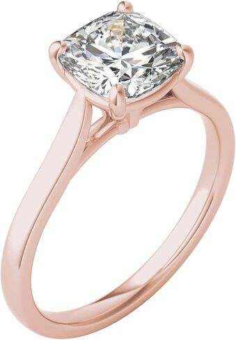 Charles & Colvard Created Moissanite 7.5mm Cushion Cut Solitaire Engagement Ring for Women | 2 cttw DEW | Lab Grown | Solid 14K Rose Gold in Saudi Arabia