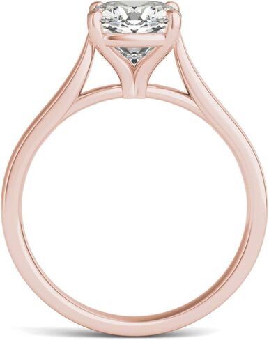 Charles & Colvard Created Moissanite 7.5mm Cushion Cut Solitaire Engagement Ring for Women | 2 cttw DEW | Lab Grown | Solid 14K Rose Gold in Saudi Arabia