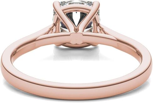 Charles & Colvard Created Moissanite 7.5mm Cushion Cut Solitaire Engagement Ring for Women | 2 cttw DEW | Lab Grown | Solid 14K Rose Gold in Saudi Arabia