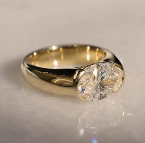 3 Carat Oval Cut Diamond Engagement Ring,14K Solid Gold Plated Wedding Gift,Oval Cut Engagement Ring,GIfted For Her.size 3-12 in Saudi Arabia
