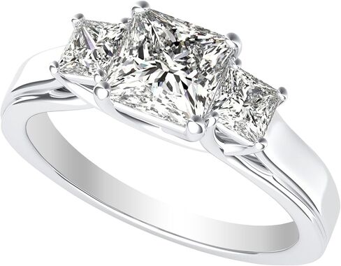 Houston Diamond District 0.5 to 4 Carat 3 Three Stone Princess Diamond Engagement Ring (I-J Color I1-I2 Clarity) in Saudi Arabia