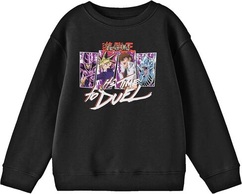 سترة Bioworld Yu-Gi-Oh It's Time To Duel ذات رقبة دائرية وأكمام طويلة للشباب باللون الأسود in Kuwait