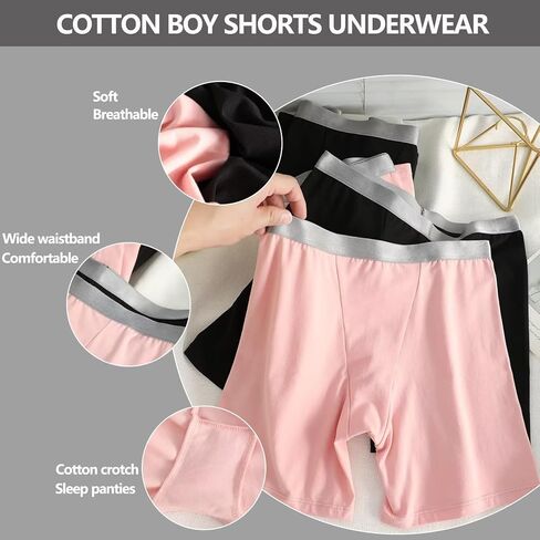 moonlight elves Womens Boxer Briefs Panties, Cotton Comfortable Boy Shorts Underwear, Boxers Underwear For Ladies 4 Pack in Saudi Arabia