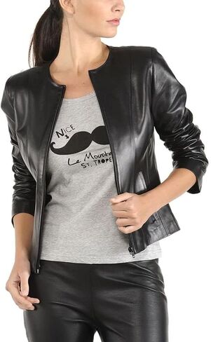 LL LEATHER LOVERS Women's Lambskin Leather Bomber Biker Jacket in Saudi Arabia