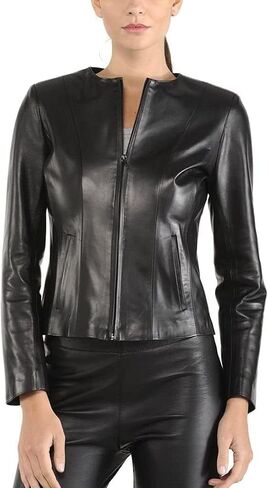 LL LEATHER LOVERS Women's Lambskin Leather Bomber Biker Jacket in Saudi Arabia