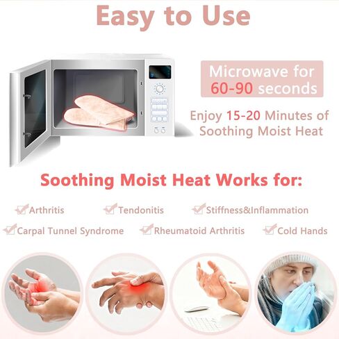 Microwave Heated Gloves for Arthritis Hands, Microwavable Hand Warmers, Microwave Heating Pad for Hand in Cases of Stiff Joints, Microwavable Heated Mittens for Women and Men, Lavender, Pink, Washable in Saudi Arabia