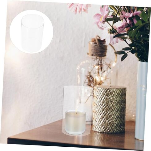 2 قطعة حامل شموع زجاجية أغطية شموع شفافة للشموع العمودية مادة زجاجية لديكور المنزل حفلات الزفاف والمناسبات الخاصة in Kuwait