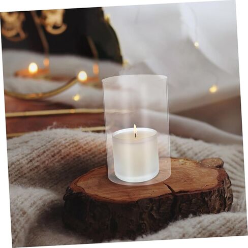 2 قطعة حامل شموع زجاجية أغطية شموع شفافة للشموع العمودية مادة زجاجية لديكور المنزل حفلات الزفاف والمناسبات الخاصة in Kuwait