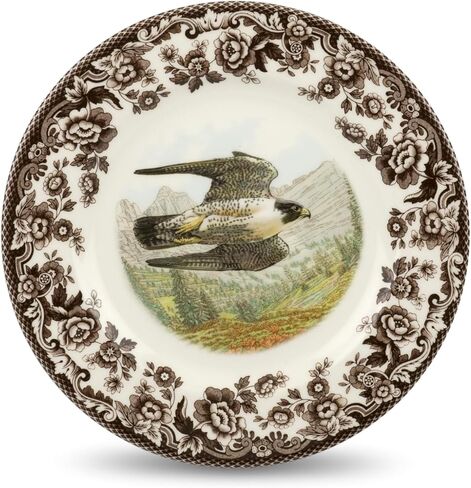 Spode Woodland Salad Plate, Birds of Prey, 8" Fine Dinnerware| Made in England | Ideal Hunting Cabin Décor | Microwave and Dishwasher Safe (Snowy Owl) in Kuwait