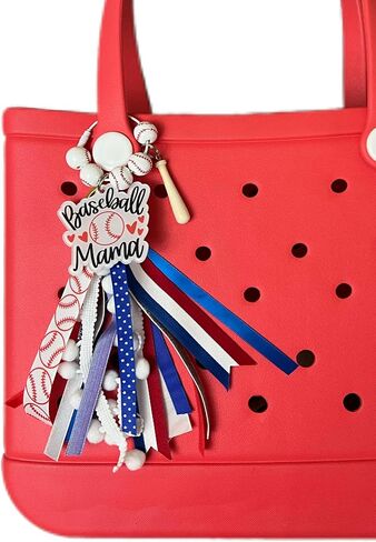 Women Baseball Mom Charms for Bogg Bag Accessories,Baseball Accessories Tassel Charm Decor For Backpack Handbag Tote Rubber Beach Bag,Gifts For Mom Women Teen Girls Boys in Saudi Arabia