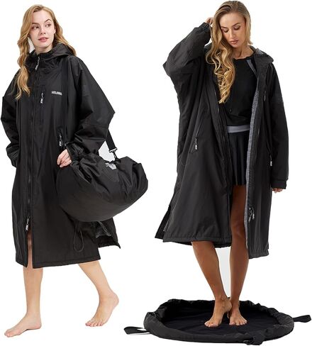 Waterproof Swim Parka– Oversized Hooded Surf Poncho, Changing Robe for Men & Women, Warm Jacket for Outdoor Sports in Saudi Arabia