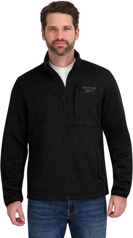 Reebok mens Mock Neck Zip-up Sweater Fleece Shell Jacket in Saudi Arabia