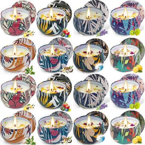 16 Pack Soy Wax Scented Candle Gift Set, Bulk Value Aromatherapy Candles with Fresh Green, Sea Salt & Sage, Coconut Vanilla, Lemon, Ocean Breeze, Vanilla, Lavender & Berry Scents – Gifts for Women in Saudi Arabia