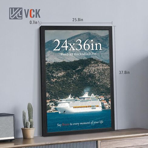 إطارات ملصقات VCK مقاس 24 × 36 مجموعة سوداء مكونة من 6 قطع، إطار صورة خشبي عريض الحواف، صور عائلية متعددة الاتجاهات، مطبوعات مكتبية، فن الاستوديو/المعرض، سلسلة حبيبات خشبية، تعليق على الحائط in Kuwait