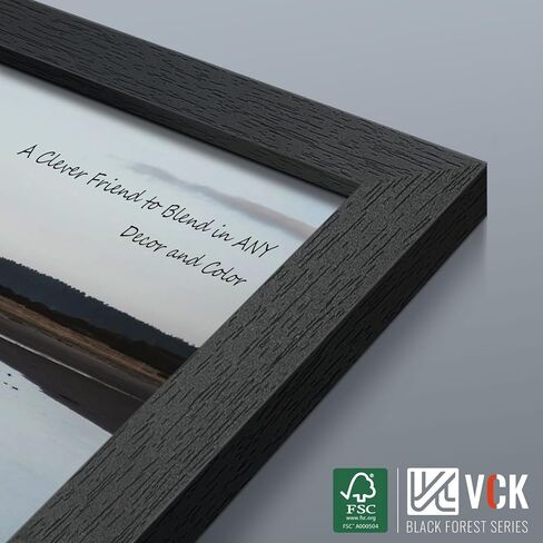 إطارات ملصقات VCK مقاس 24 × 36 مجموعة سوداء مكونة من 6 قطع، إطار صورة خشبي عريض الحواف، صور عائلية متعددة الاتجاهات، مطبوعات مكتبية، فن الاستوديو/المعرض، سلسلة حبيبات خشبية، تعليق على الحائط in Kuwait