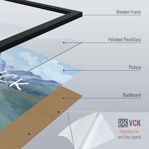 إطارات ملصقات VCK مقاس 24 × 36 مجموعة سوداء مكونة من 6 قطع، إطار صورة خشبي عريض الحواف، صور عائلية متعددة الاتجاهات، مطبوعات مكتبية، فن الاستوديو/المعرض، سلسلة حبيبات خشبية، تعليق على الحائط in Kuwait