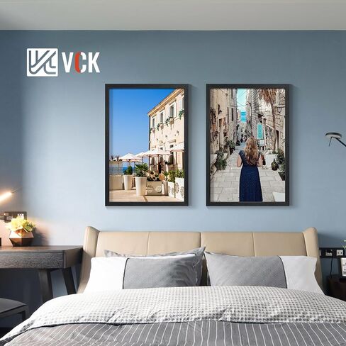 إطارات ملصقات VCK مقاس 24 × 36 مجموعة سوداء مكونة من 6 قطع، إطار صورة خشبي عريض الحواف، صور عائلية متعددة الاتجاهات، مطبوعات مكتبية، فن الاستوديو/المعرض، سلسلة حبيبات خشبية، تعليق على الحائط in Kuwait
