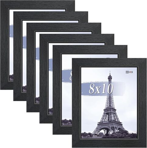 إطارات ملصقات VCK مقاس 24 × 36 مجموعة سوداء مكونة من 6 قطع، إطار صورة خشبي عريض الحواف، صور عائلية متعددة الاتجاهات، مطبوعات مكتبية، فن الاستوديو/المعرض، سلسلة حبيبات خشبية، تعليق على الحائط in Kuwait