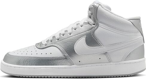 Nike Women's Court Vision Mid Trainers, White metallic silver, 8 Women in Saudi Arabia