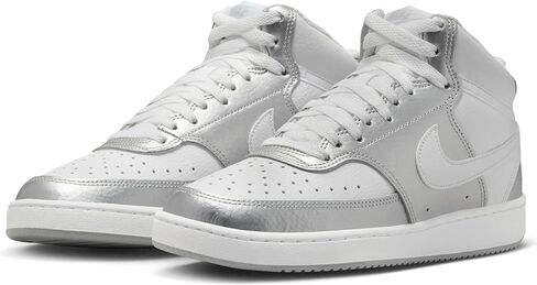 Nike Women's Court Vision Mid Trainers, White metallic silver, 8 Women in Saudi Arabia