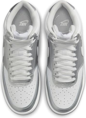 Nike Women's Court Vision Mid Trainers, White metallic silver, 8 Women in Saudi Arabia