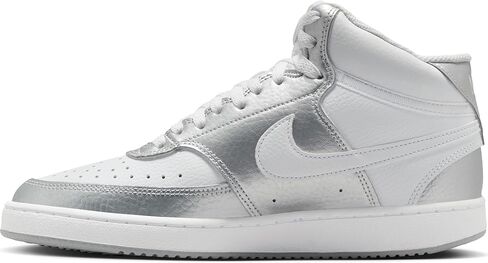 Nike Women's Court Vision Mid Trainers, White metallic silver, 8 Women in Saudi Arabia