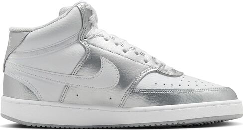 Nike Women's Court Vision Mid Trainers, White metallic silver, 8 Women in Saudi Arabia