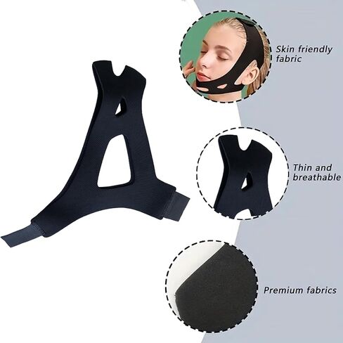 حزام ذقن مضاد للشخير للنوم، حزام ذقن CPAP، مضاد للشخير، حزام ذقن CPAP لإبقاء الفم مغلقًا، قابل للتعديل، مسامي ومريح. in Kuwait