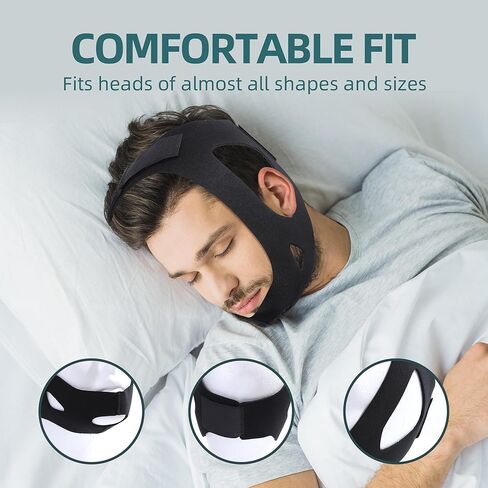 حزام ذقن مضاد للشخير للنوم، حزام ذقن CPAP، مضاد للشخير، حزام ذقن CPAP لإبقاء الفم مغلقًا، قابل للتعديل، مسامي ومريح. in Kuwait