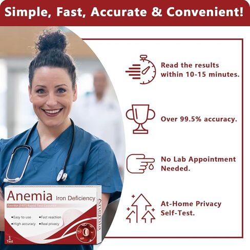 Iron Deficiency Test Kit – Accurate & Easy at-Home Test to Monitor Iron Levels, Suitable for Both Children and Adults（1Test） in Saudi Arabia
