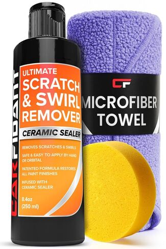 Carfidant Car Scratch Remover Kit - Buffer Pad & Microfiber Towel, Repairs Deep Scratches & Swirls On Any Color Paint in Saudi Arabia