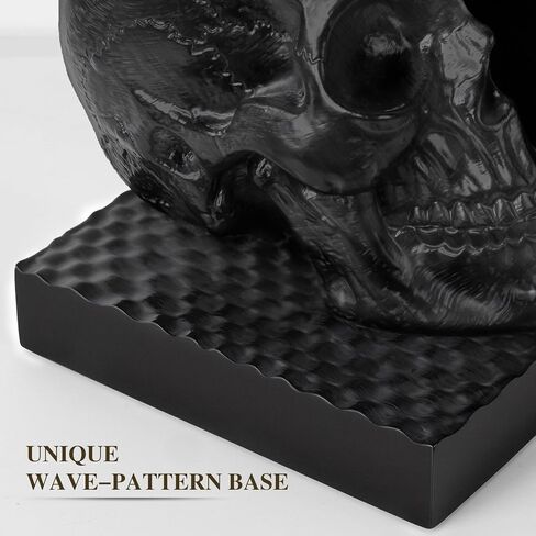 Skull Book Ends, Decorative Bookends for Shelves, Antique Gothic Style Skull Bookend Design Resin Skeleton Human Head Statue Halloween Décor (Black) in Saudi Arabia