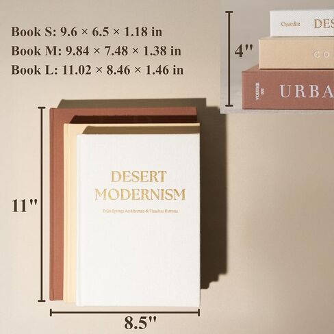 كتب ديكور لديكور المنزل - مجموعة من 3 كتب بغلاف مقوى من الكتان الحقيقي مع صفحات فارغة - ديكور طاولة القهوة في المزرعة الحديثة، لهجة تصميم الرف والمدخل (ألوان محايدة) in Kuwait