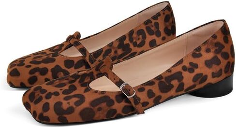 Women’s Mary Jane Flats Square Toe Low Block Heel Dress Shoes with Strap for Work Office Daily Wear in Saudi Arabia