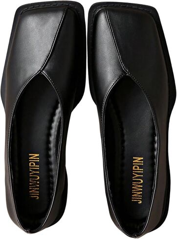 MakeMeChic Women's Leather Ballet Flats Square Toe Dressy Slip On Elegant Shoes in Saudi Arabia