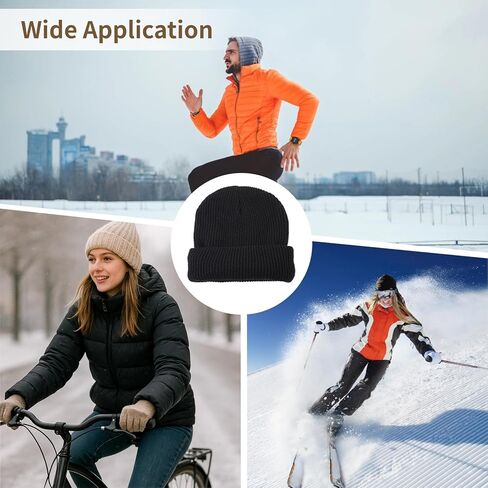 2 in 1 Balaclava Ski Mask Beanie, Winter Warm Knit Hat for Men Women, Foldable Polyester Trendy Beanie, Full Face Cover for Skiing, Cycling, Hiking, Cold Weather Outdoor Headwear Black in Saudi Arabia