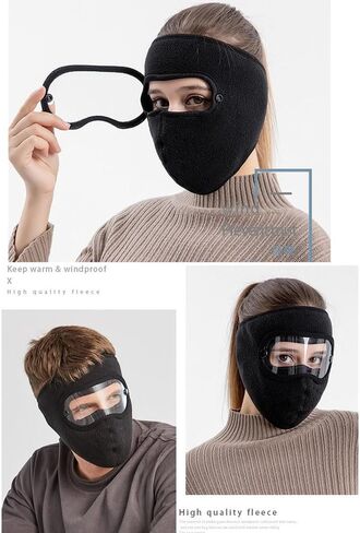 Balaclava Fleece Ski Mask for Men Women Warm Windproof Winter Face Mask with Goggles-Perfect for Cycling Hiking Outdoor in Saudi Arabia